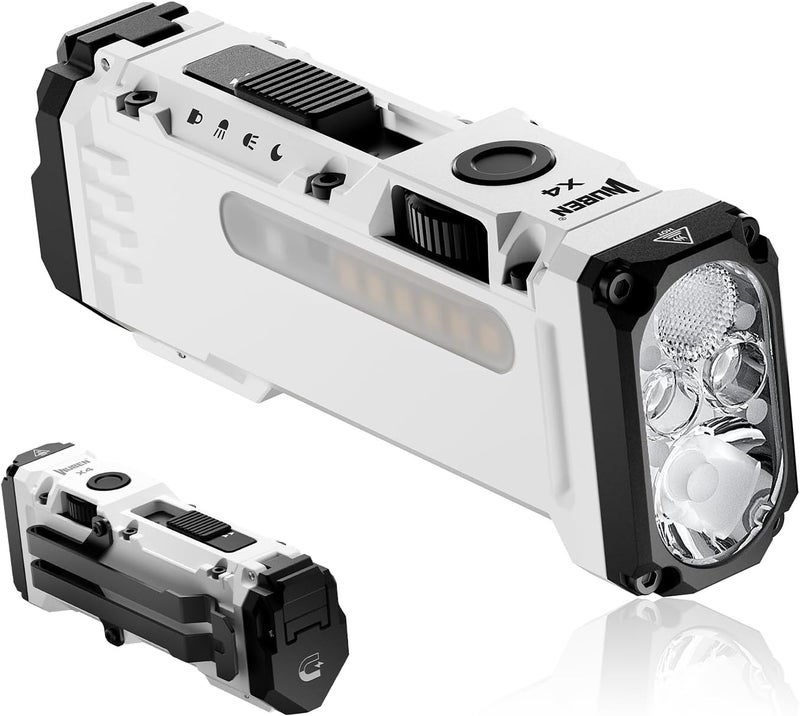 WUBEN مصباح يدوي مدمج X4 EDC مع ضوء RGB، مصباح يدوي صغير 1500 لومن مع مفتاح تكتيكي ومغناطيسي، IP68 مع مشبك جيب محمول USB C لممارسة التخييم، الفحص، الطوارئ - Image 1